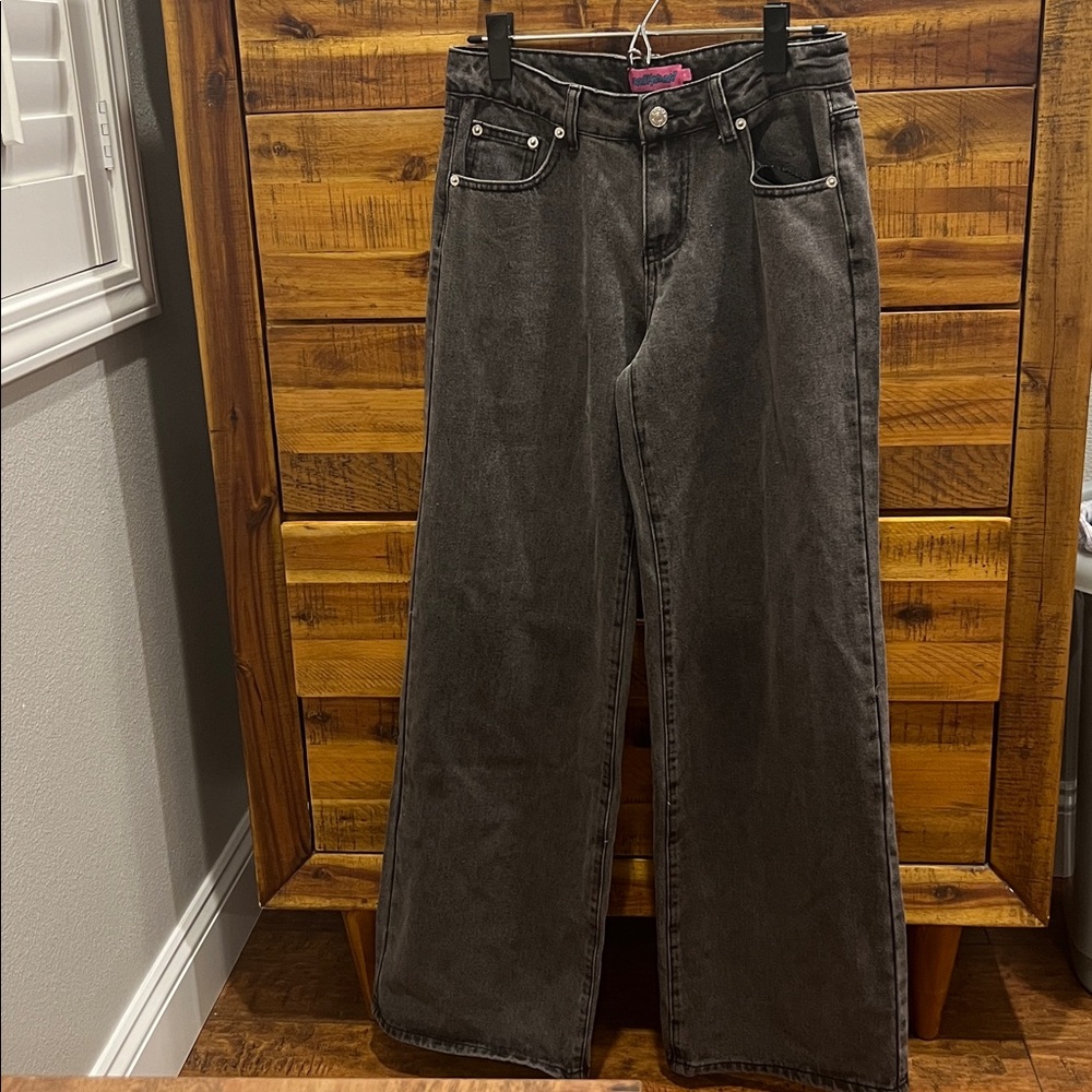 Edikted Black Washed Denim Pants
